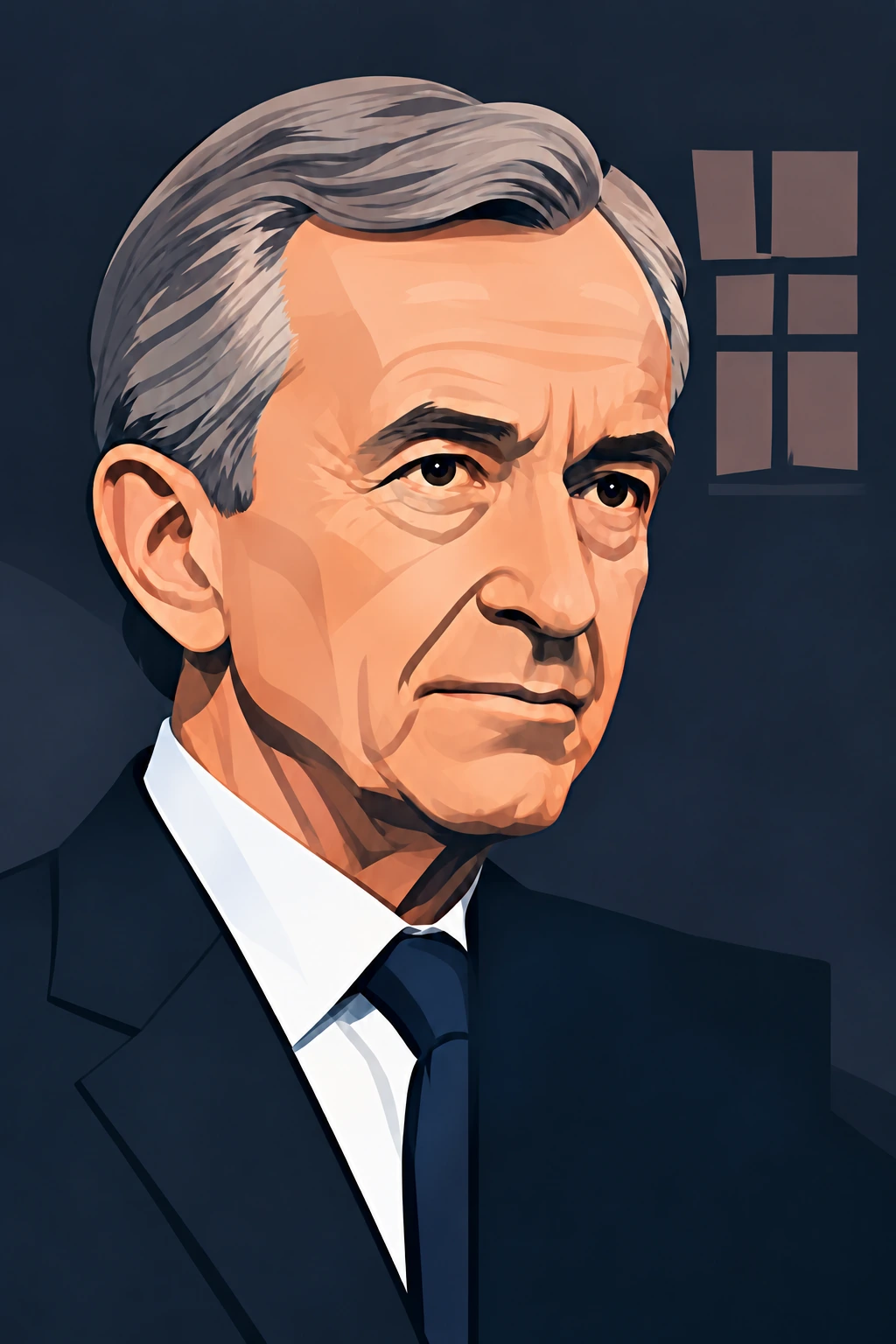 Illustrated portrait of Bernard Arnault