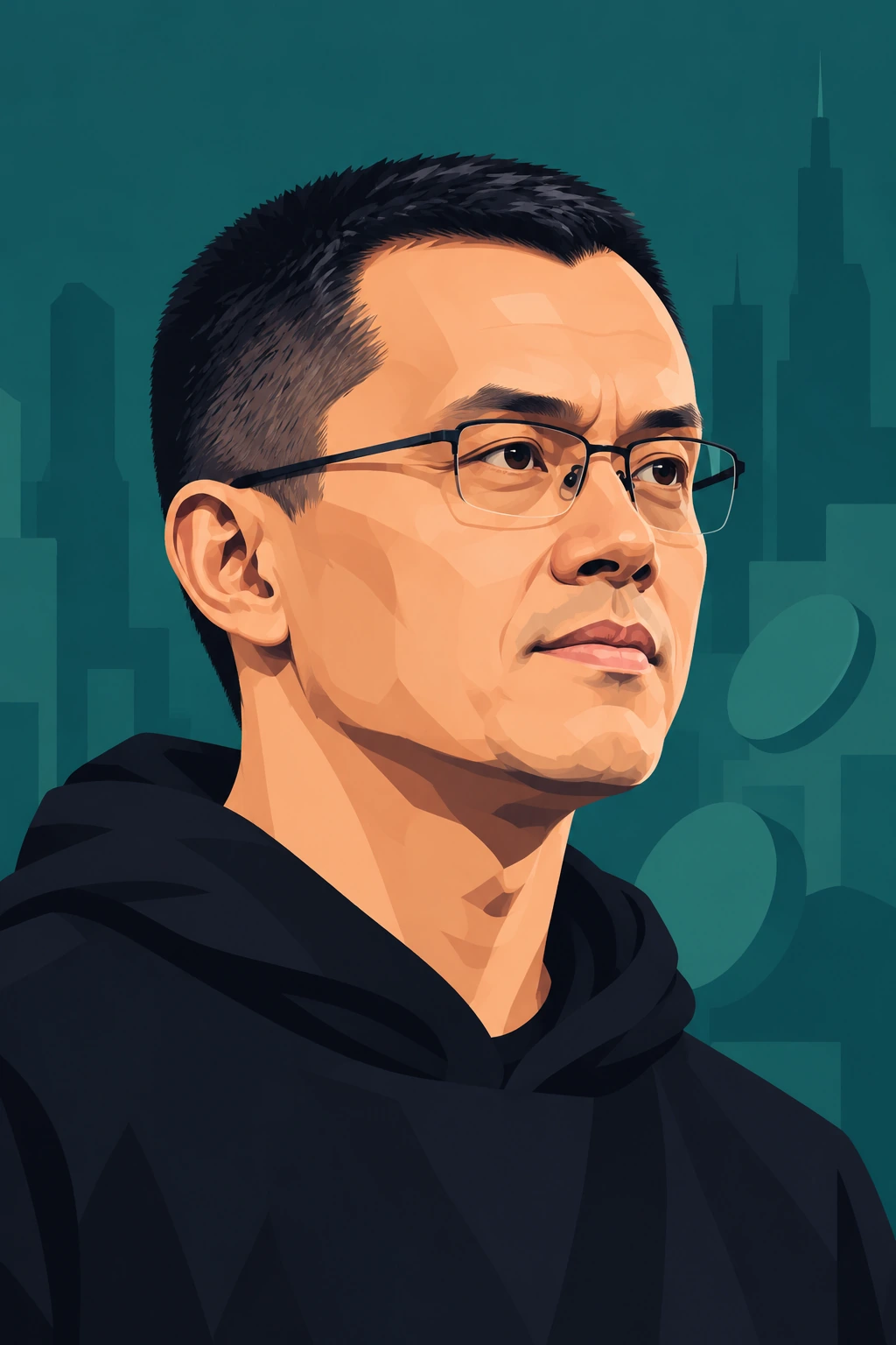 Illustrated portrait of Changpeng Zhao