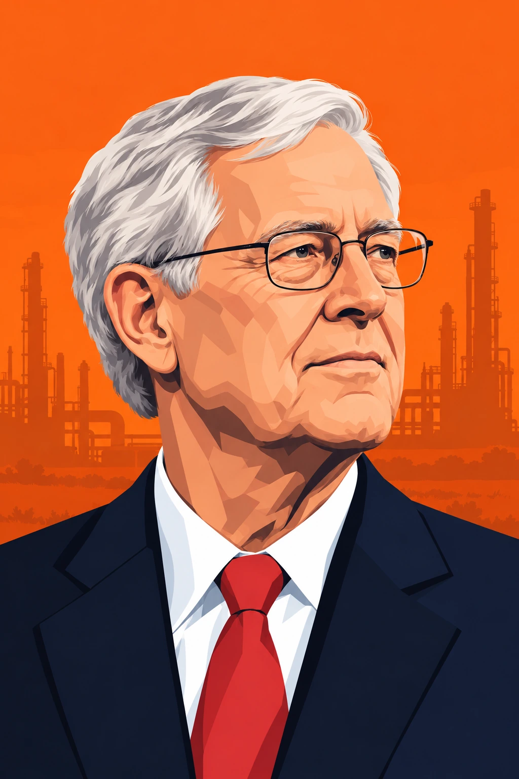 Illustrated portrait of Charles Koch
