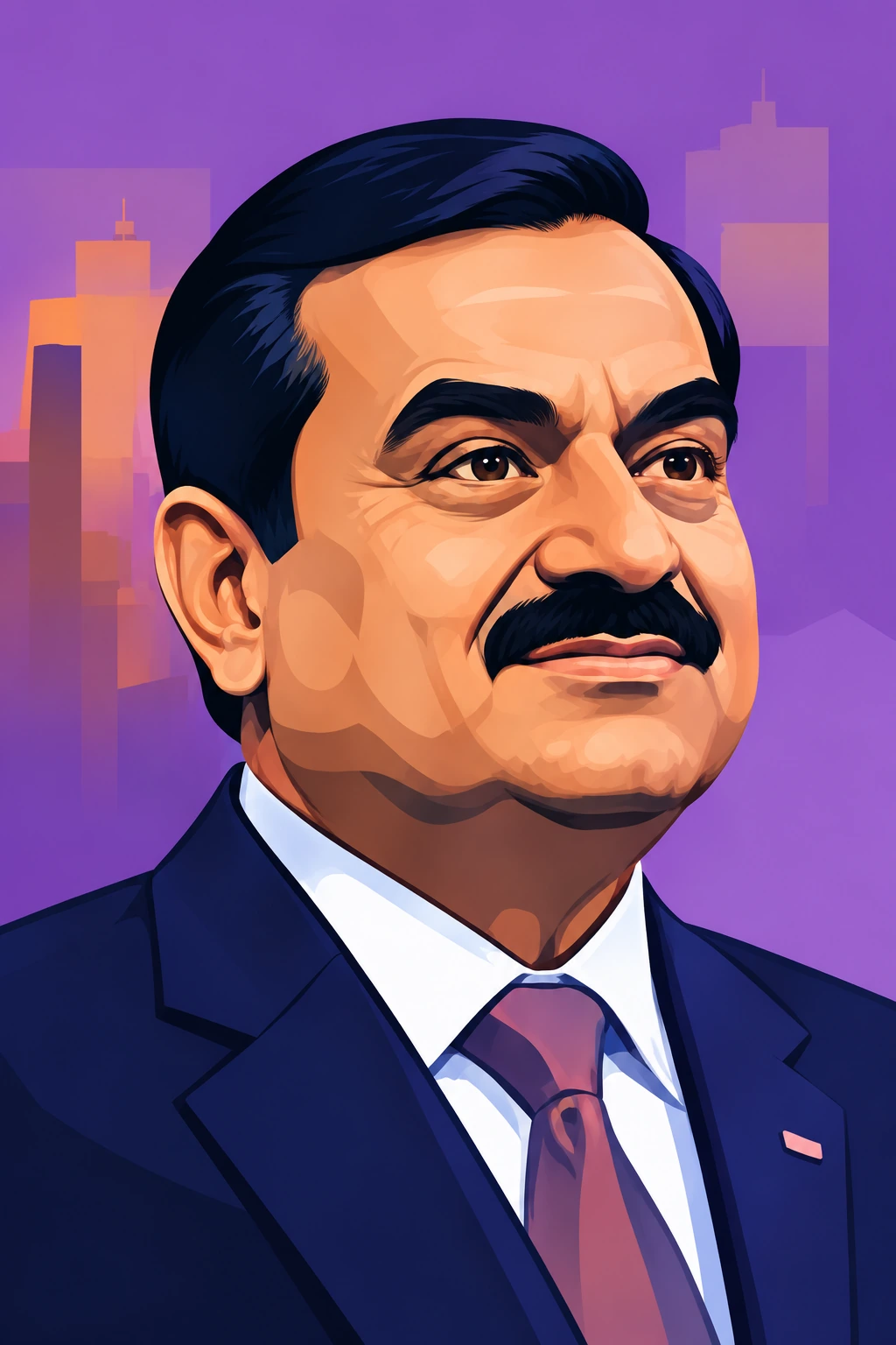 Illustrated portrait of Gautam Adani