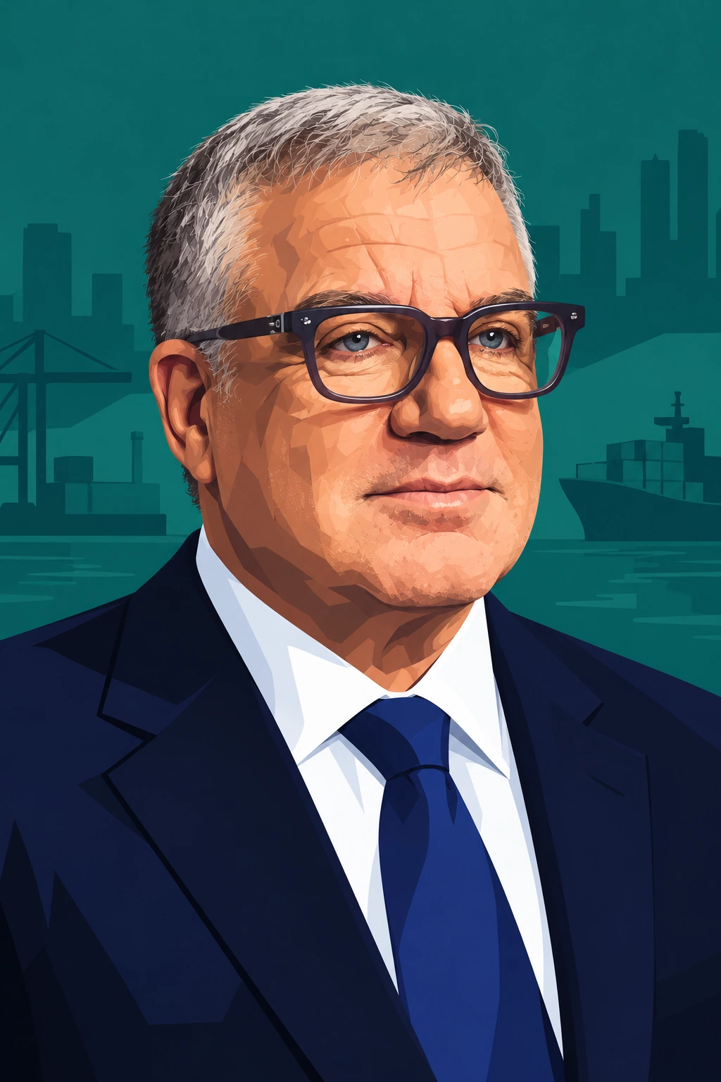 Illustrated portrait of Idan Ofer