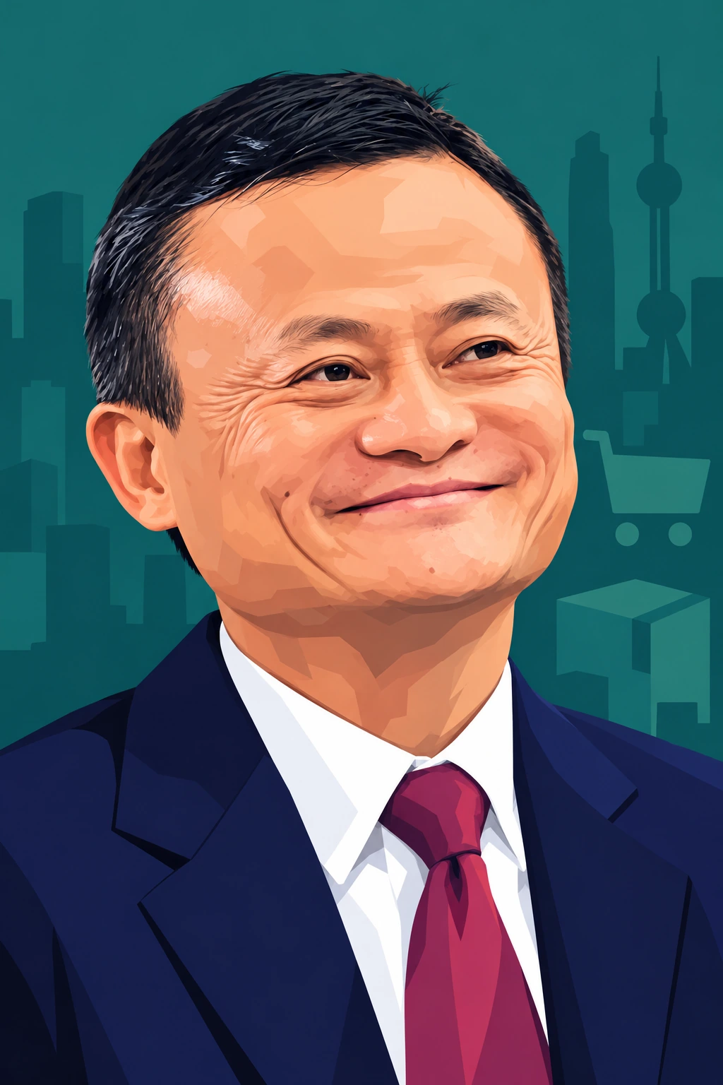 Illustrated portrait of Jack Ma