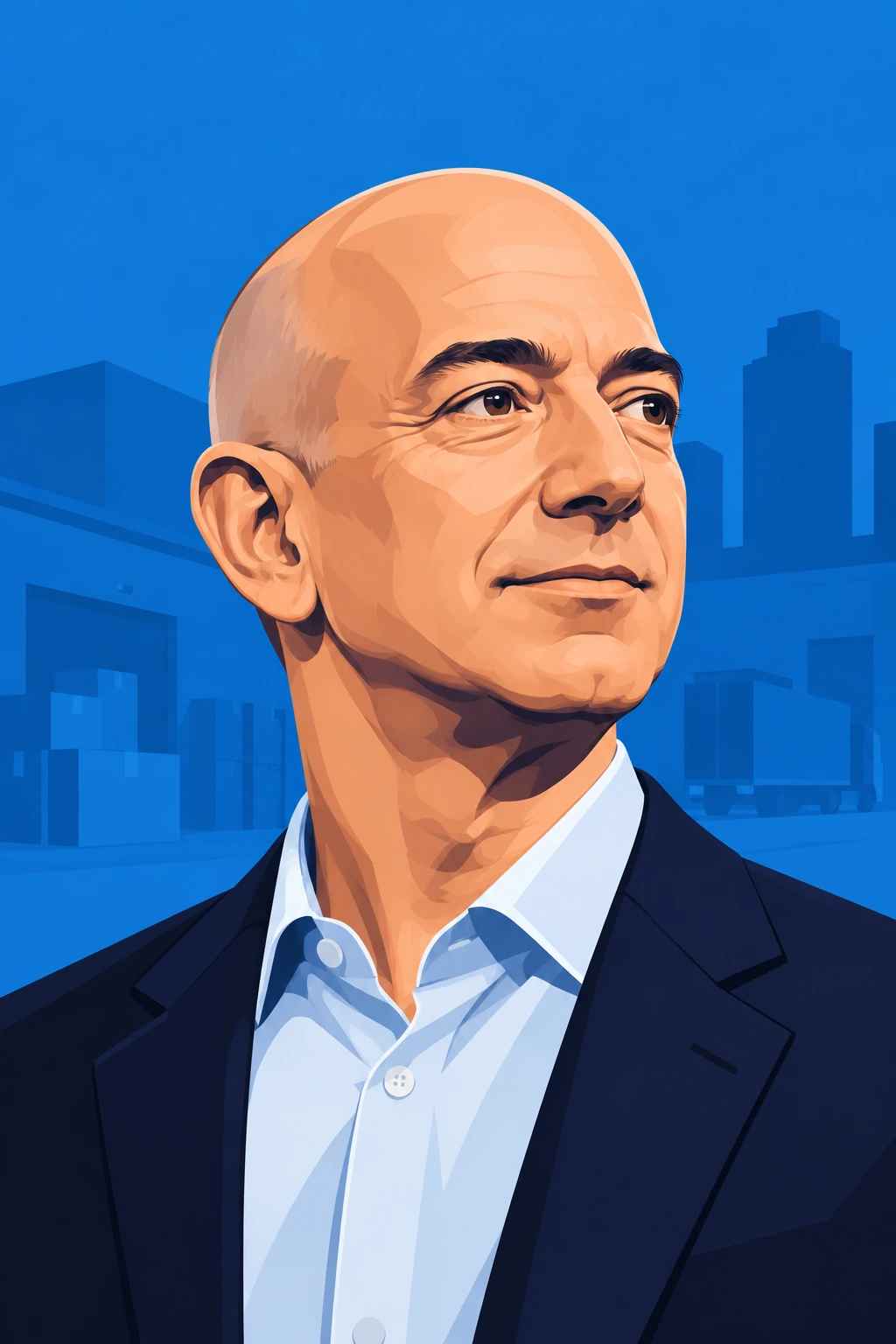 Illustrated portrait of Jeff Bezos