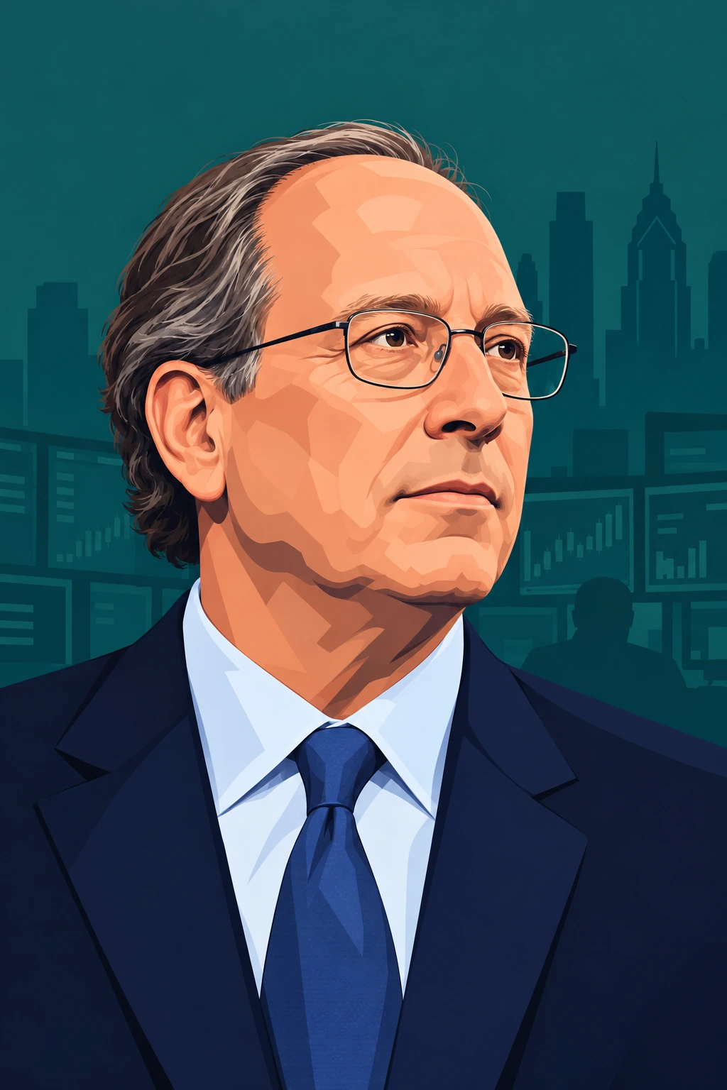 Illustrated portrait of Jeff Yass
