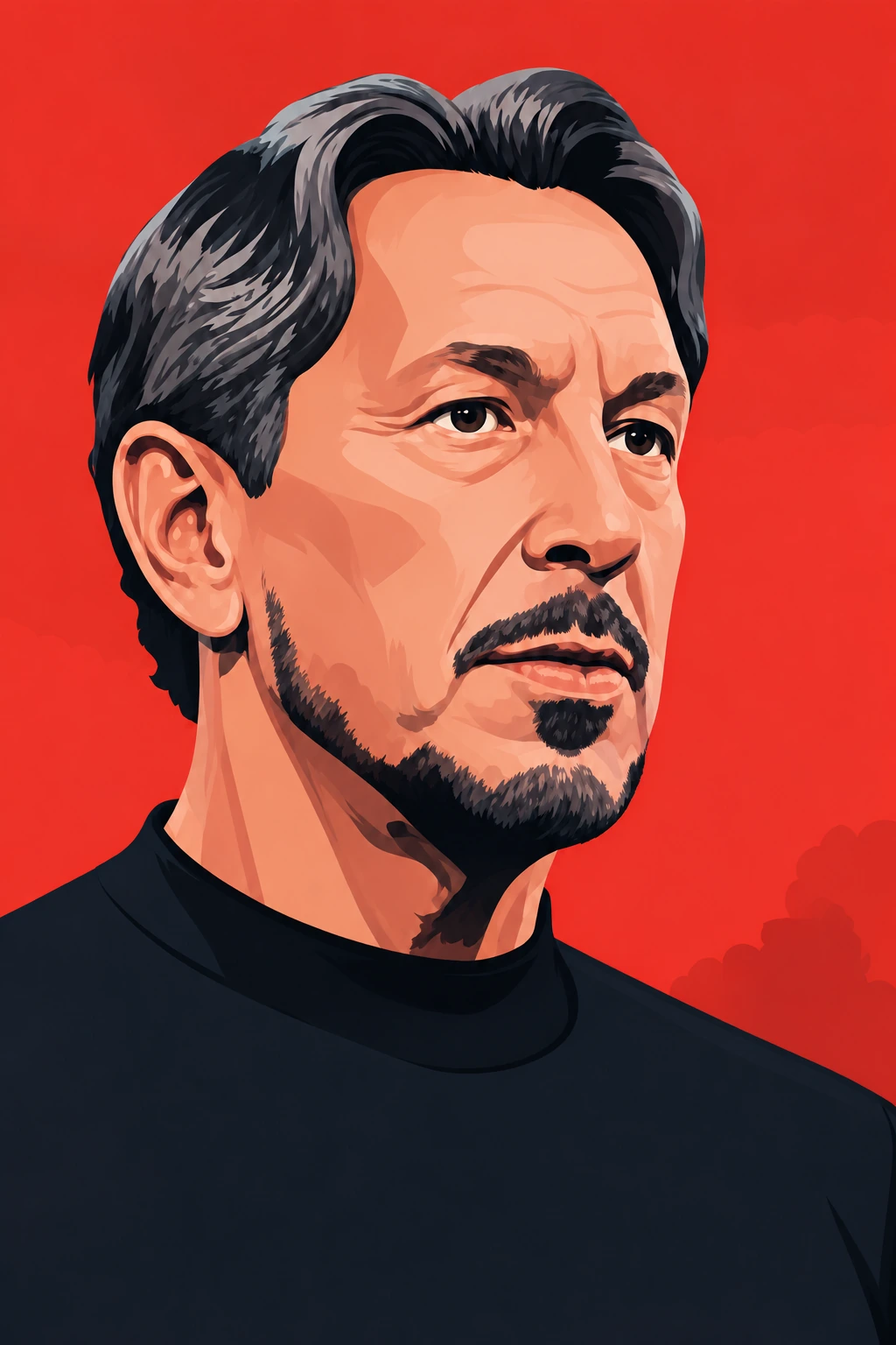 Illustrated portrait of Larry Ellison