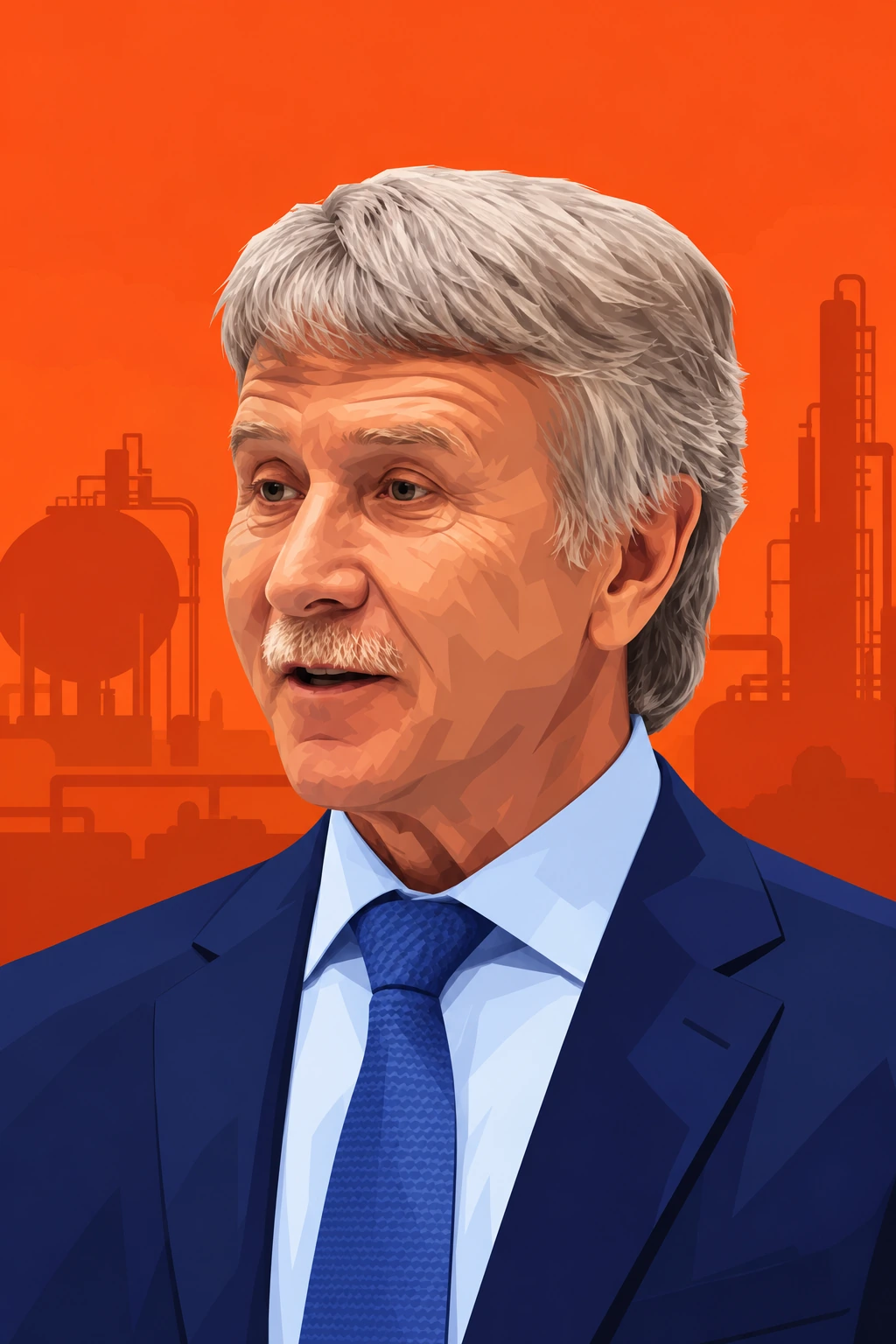 Illustrated portrait of Leonid Mikhelson