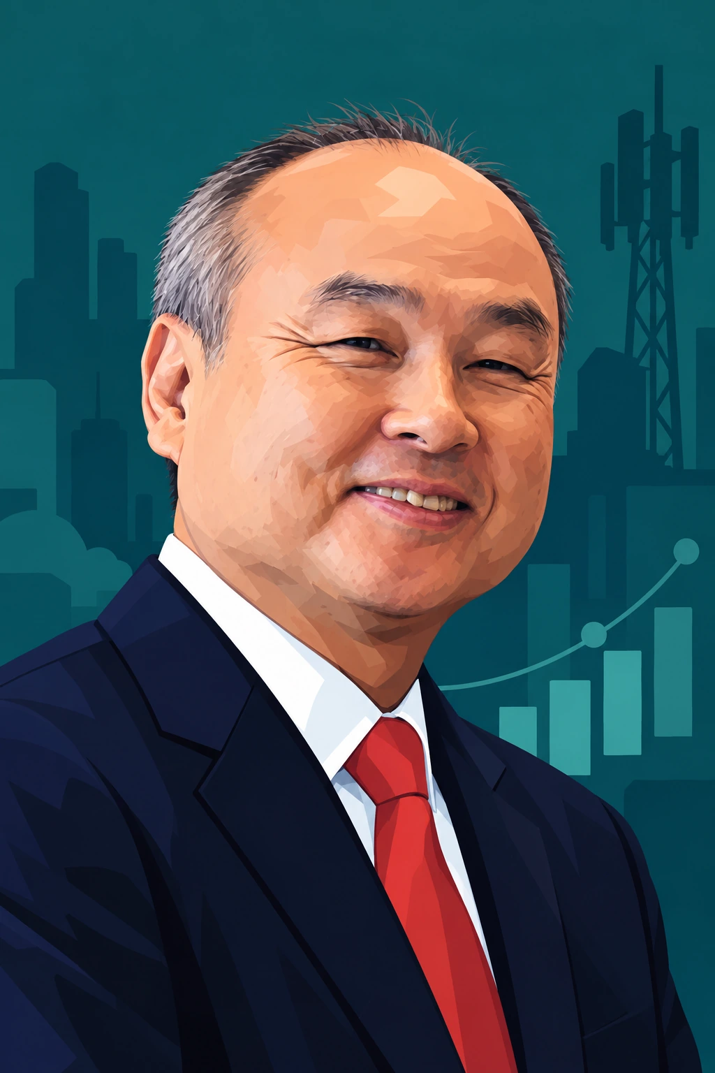 Illustrated portrait of Masayoshi Son