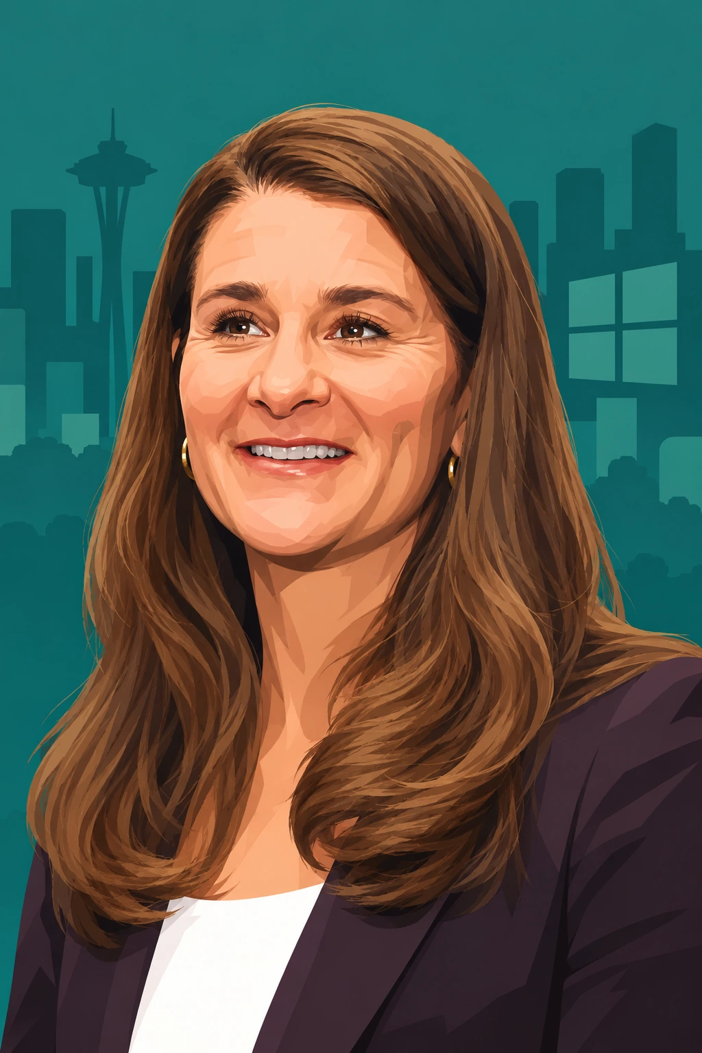 Illustrated portrait of Melinda French Gates