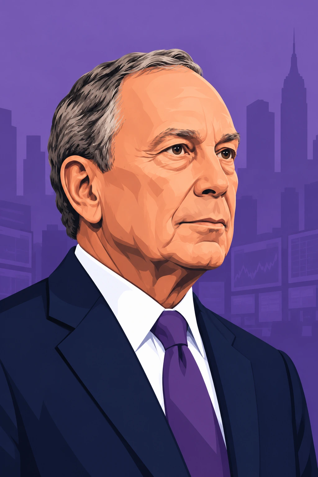 Illustrated portrait of Michael Bloomberg