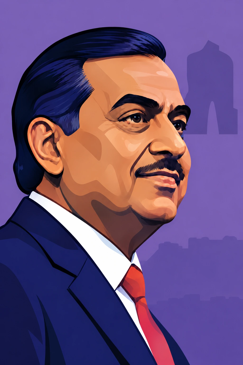 Illustrated portrait of Mukesh Ambani