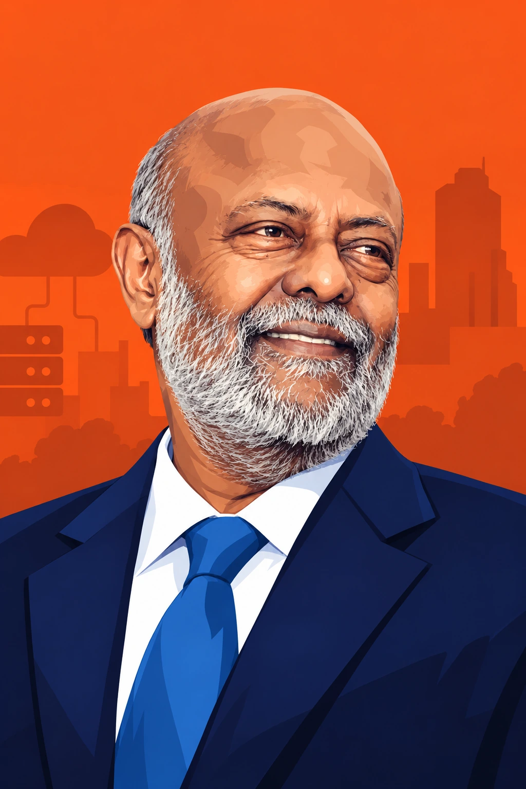 Illustrated portrait of Shiv Nadar