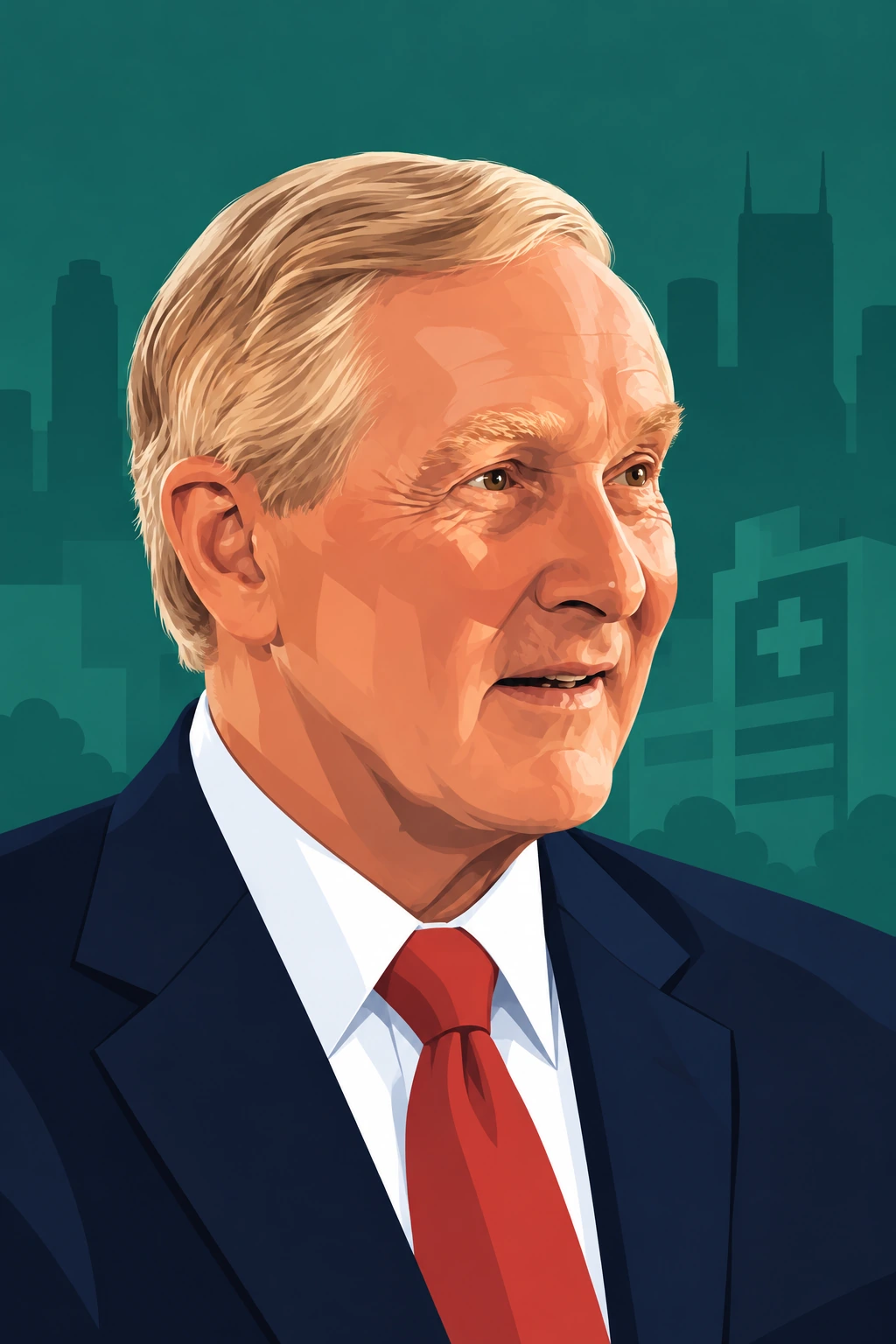 Illustrated portrait of Thomas Frist Jr.